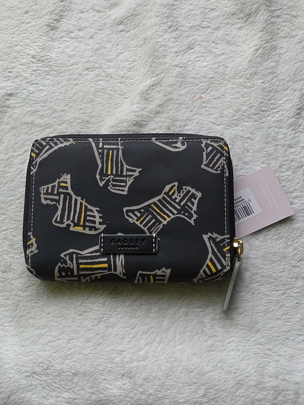 NWT RADLEY LONDON Black Yellow Wallet Kenwood Scotties